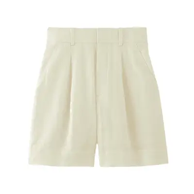 Everlane The Linen Way-High Drape Short in bone off-white