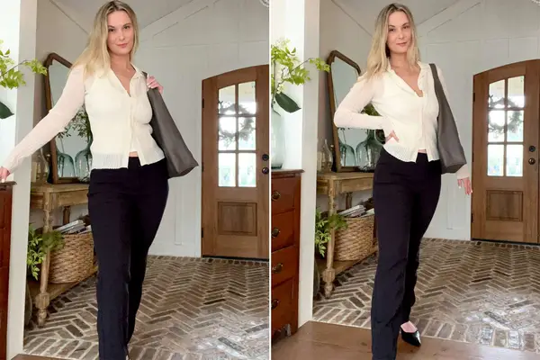 Tronjori Women High Waist Casual Wide Leg Long Palazzo Pants, Universal Standard Pull On Bootcut Ponte Pants, and Madewell Curvy Harlow Wide-Leg Pant on a fabric background