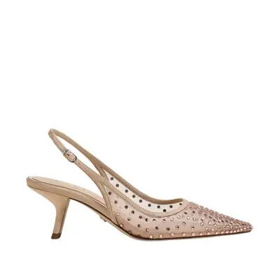 Sam Edelman Bianka Mesh Slingback Heel in beechwood beige mesh suede
