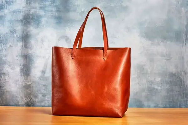 The Madewell The Transport Tote sitting on a wooden table