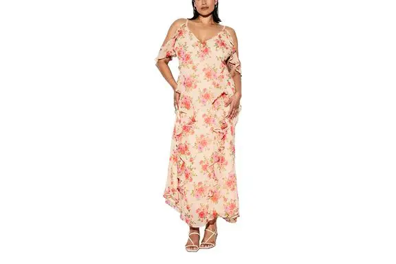 The Occasion by Old Navy Off-Shoulder Ruffle Chiffon Maxi Dress