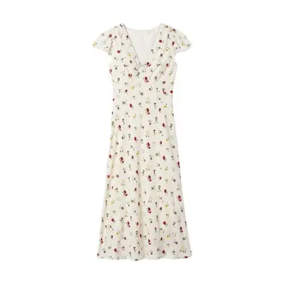 Gap x Doen floral midi dress in ivory beige floral