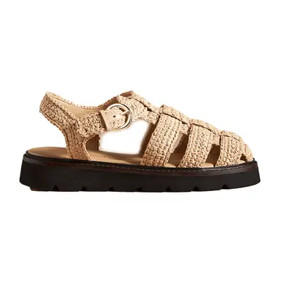 Reformation Clea Dress in tan gingham on model