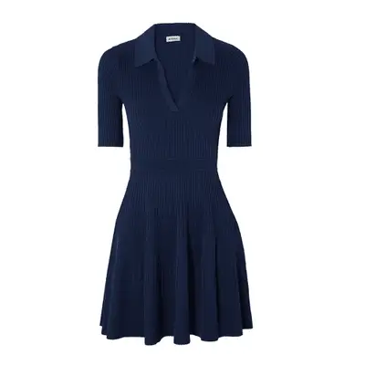 Simkhai Patricia Ribbed-Knit Mini Dress in navy