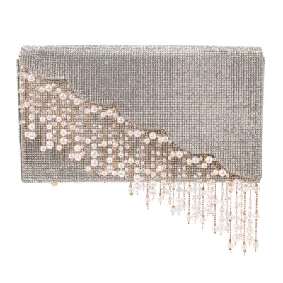 LarAllan Lydia Bag in crystal with pearl fringe accent