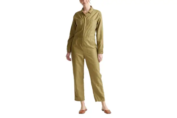 Quince Cotton Linen Twill Long Sleeve Coverall Jumpsuit