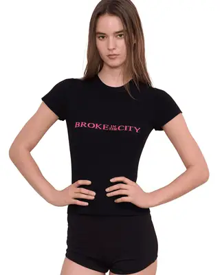 model wearing a graphic t shirt