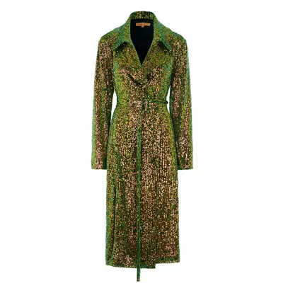 Stine Goya Paulos Trenchcoat in olive green with sparkles