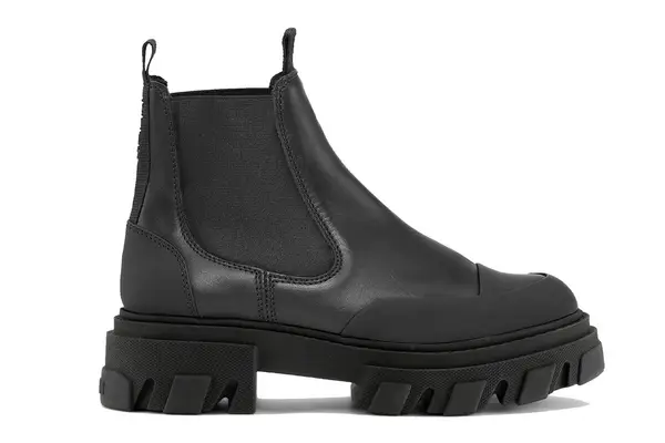 Ganni Black Stitch Cleated Low Chelsea Boots