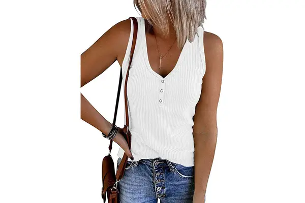 MEROKEETY Womens V Neck Tank Top