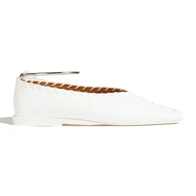 Jil Sander Whipstitched Leather Ballet Flats in white