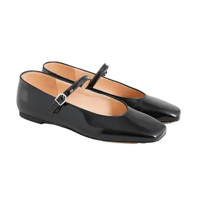 J.Crew Anya Mary Jane Flats in black leather