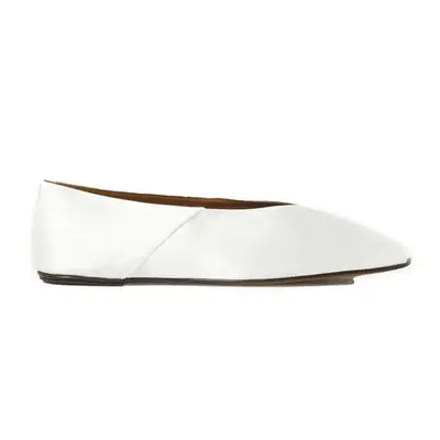 The Row Satin Ballet Flats in ivory