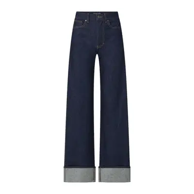 Paige Zoey Wide Leg Jean in medium wash with white drawstring bow