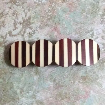 Beige Brown Striped Hair Clip