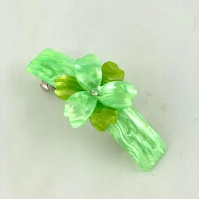Vintage Green Lucite Hair Barrette Clip
