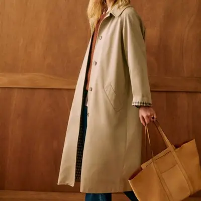 Sezane Clyde Trench Coat in light beige on model