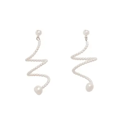 Yam Cascade Platinums earrings with hand-wired pearls
