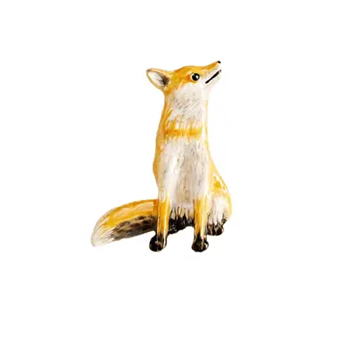 Fable England Enamel Fox Brooch
