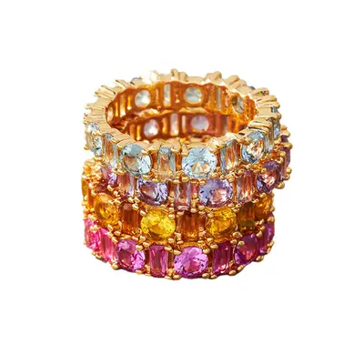 Anthropologie Multi-Shape Pave Crystal Ring in multicolored gems