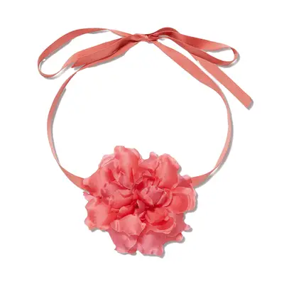 Lele Sadoughi Dusty Pink Silk Magnolia Flower Choker/Brooch