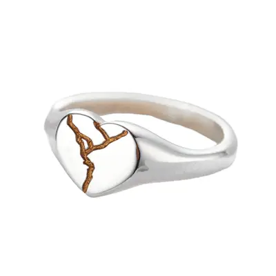 Posh Totty Designs Heart Kintsugi Signet Ring in sterling silver