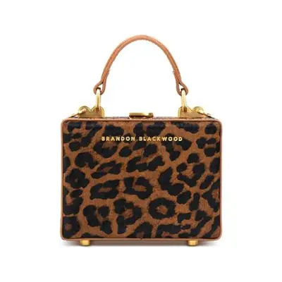 Brandon Blackwood Mini Kendrick Trunk in leopard print with gold hardware