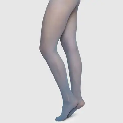 Swedish Stockings Svea Tights in dusty blue on model