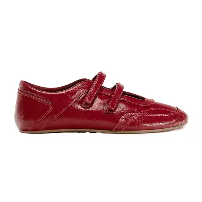 Zara Patent Double Strap Ballet Flats in red