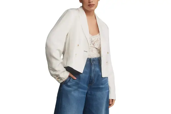 Anthropologie By Anthropologie Cropped Washed Denim Jacket