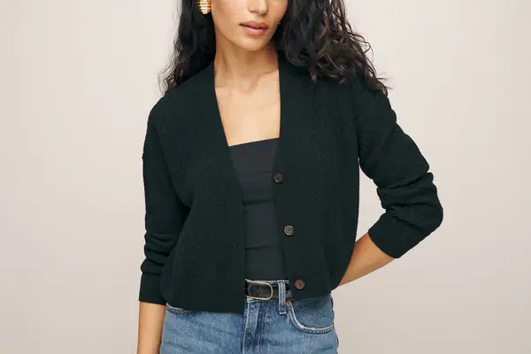 Reformation Giusta Cropped Cashmere Cardigan