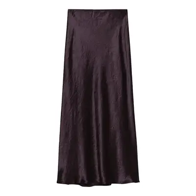 Babaton Slip Satin Maxi Skirt in noble chocolate brown