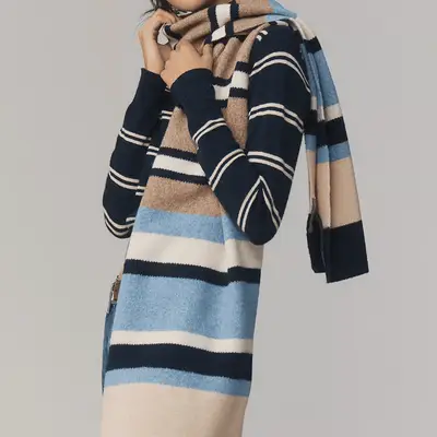 By Anthropologie The Mariel Scarf in blue stripe motif