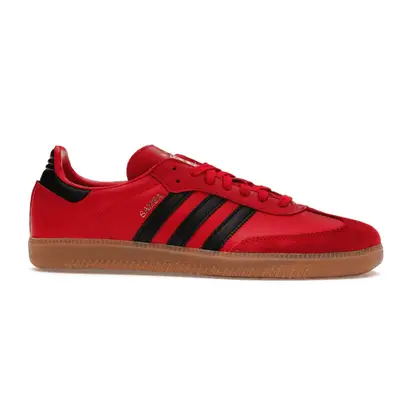 Adidas Samba Team in red with black stripes