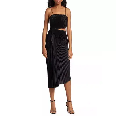 Saks Fifth Avenue Alice + Olivia Fayeth Pleated Cut-Out Midi-Dress