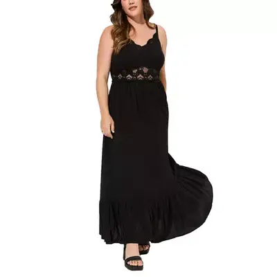 Torrid Maxi Washable Gauze Lace Inset Dress
