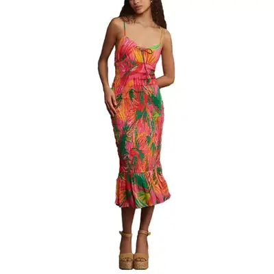 Farm Rio x Anthropologie Ruched Tie-Front Dress