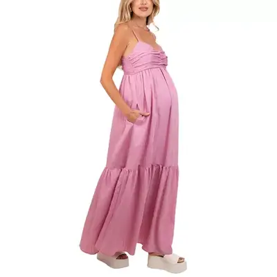 Pinkblush Pink Monochrome Stripe Maternity Maxi Dress