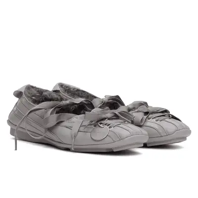 Gray lace up ballet flats