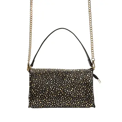Vici Susanne Stud Embellished Shoulder Bag in black and gold