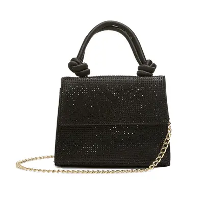 Draper James Mini Evening Bag in black sparkle with gold chain strap and knotted top handle
