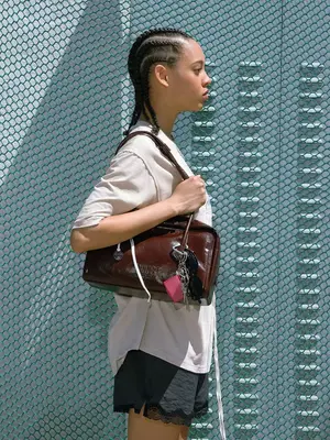 Anima Iris Baby Opale Zuri handbag in hexagon shape with circular handle