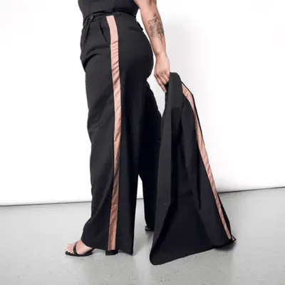 Eloquii Colorblock Blazer in black and white