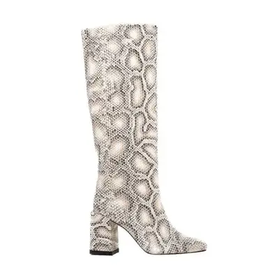snakeskin knee high boots