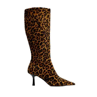 leopard print knee high boots