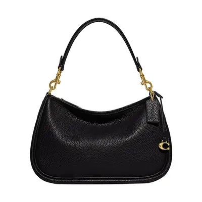 Coach Soft Pebble Leather Cary Convertible Crossbody bag in black with gold hardware