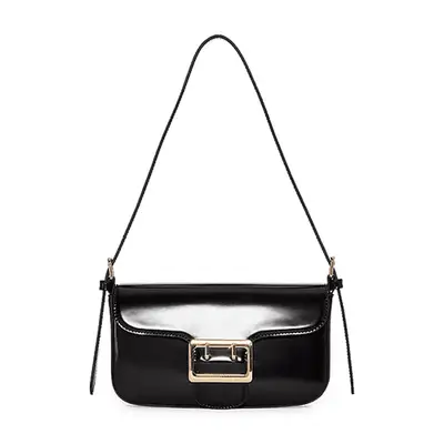 Worthington Flap Shoulder Shoulder Bag in black with gold clasp