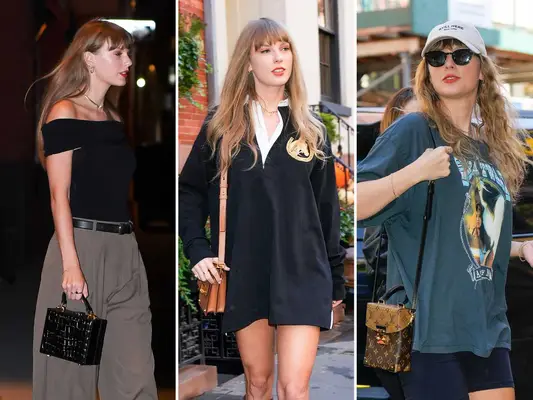 Taylor Swift carrying handbags from Brandon Blackwood, Tod