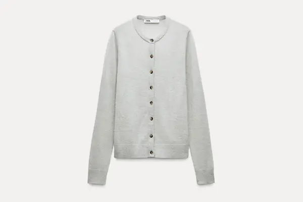 Zara WOOL AND ALPACA BLEND FINE KNIT CARDIGAN