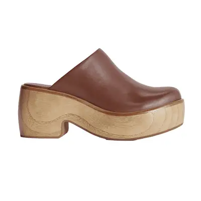 Everlane The Wooden Puffa Clog with rum leather top
